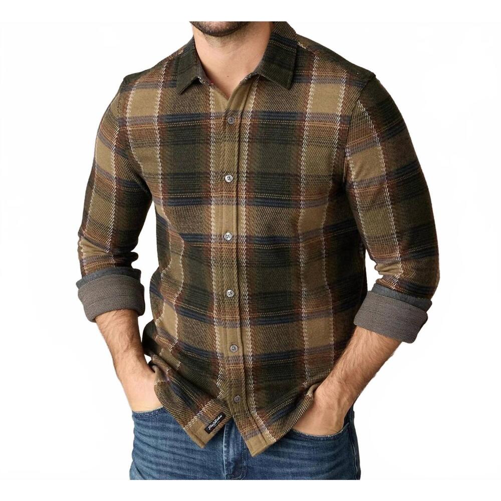 NEW FLAGS & ANTHEM crowley hero knit flannel in green